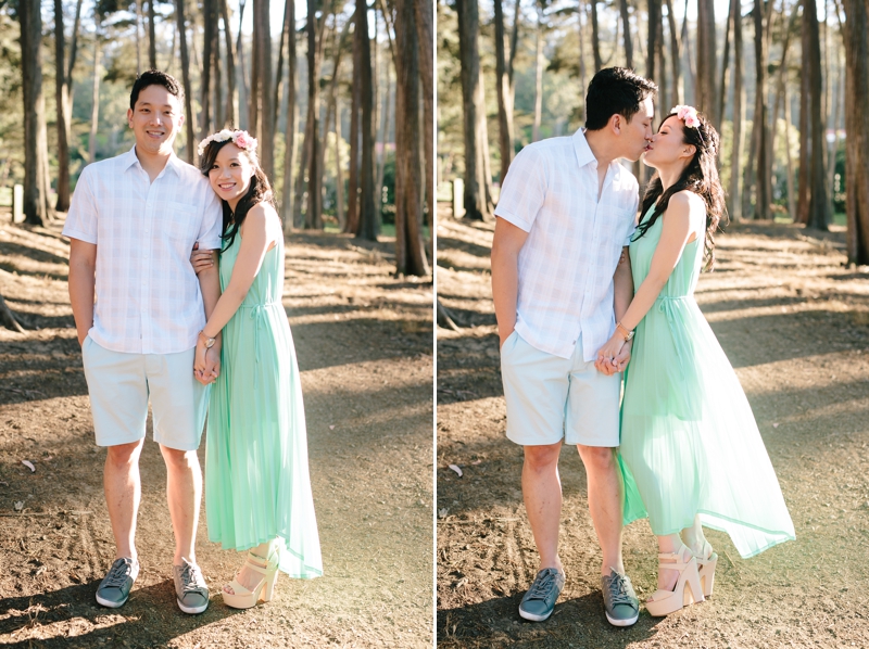 San Francisco Engagement Photos with trees and the Golden Gate Bridge // SimoneAnne.com