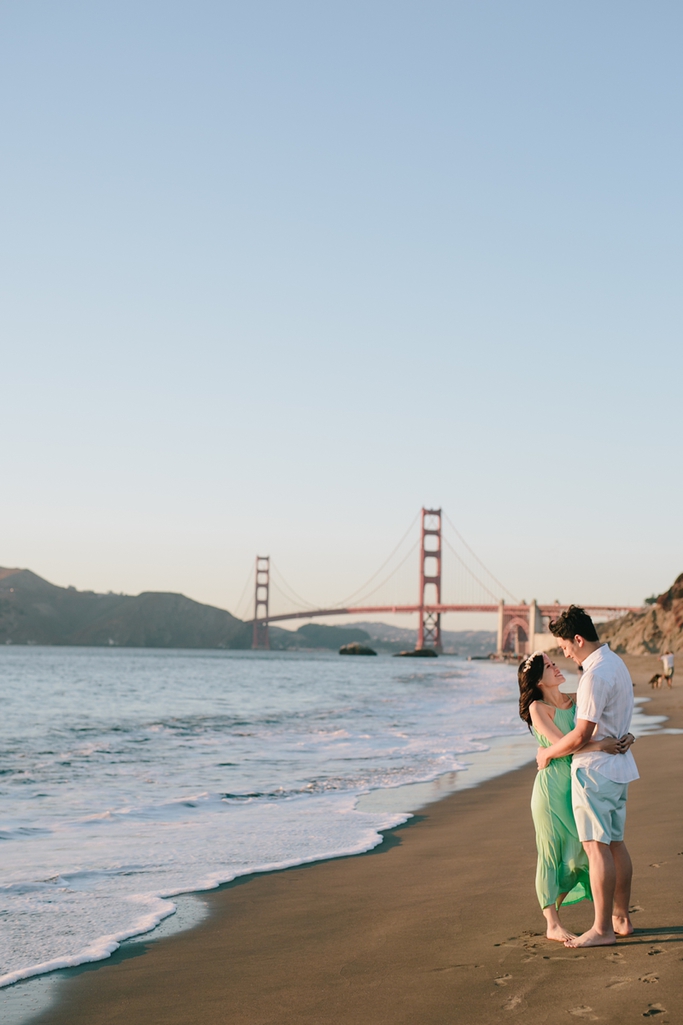 San Francisco Engagement Photos with trees and the Golden Gate Bridge // SimoneAnne.com