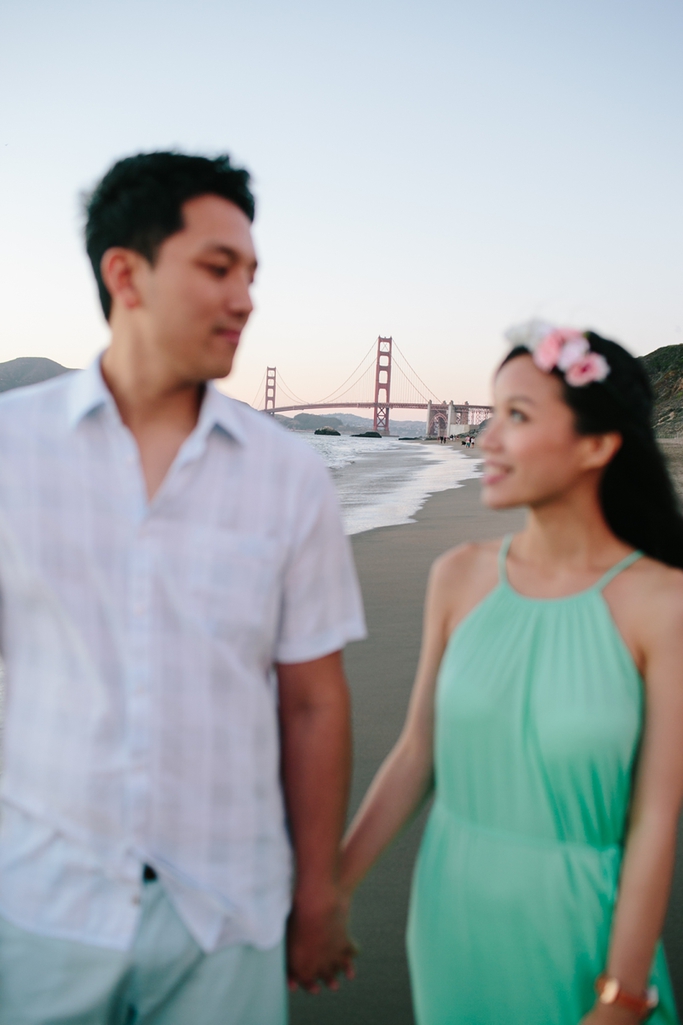San Francisco Engagement Photos with trees and the Golden Gate Bridge // SimoneAnne.com