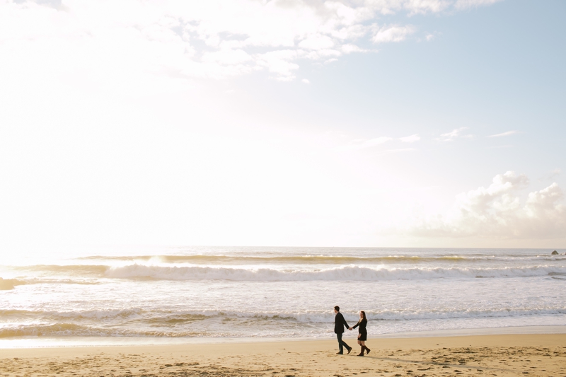 Stunning sunset for romantic Half Moon Bay engagement photographs on the ocean and beach // SimoneAnne.com
