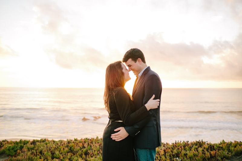 Stunning sunset for romantic Half Moon Bay engagement photographs on the ocean and beach // SimoneAnne.com