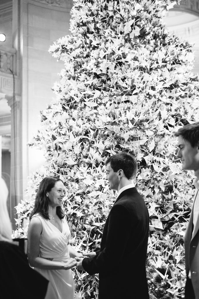 Dreamy Christmas wedding with a beautiful Christmas tree - San Francisco City Hall Wedding Photographer // SimoneAnne.com