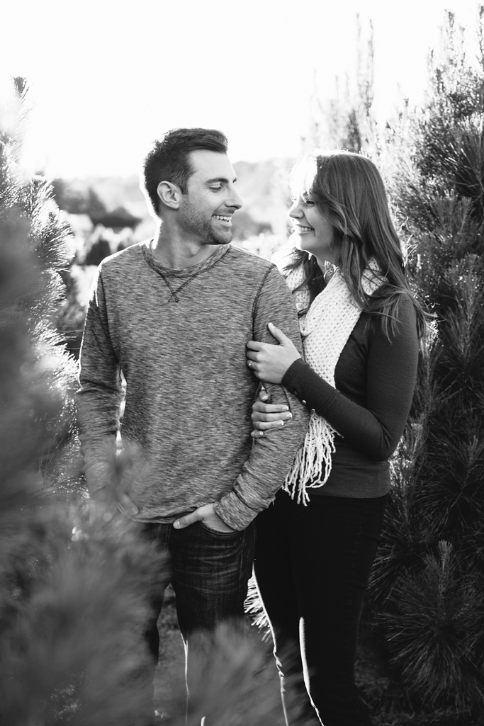 Brittney and Vince's Stunning Half Moon Bay Engagement Photos in a Christmas Tree Farm and at the Beach // SimoneAnne.com