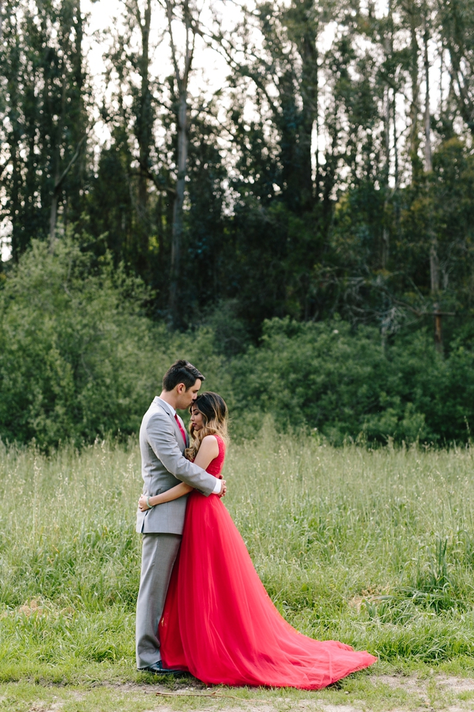 Beautiful red dress one year anniversary session / engagement session / Half Moon Bay photographer / magical fairyland engagement photos // SimoneAnne.com