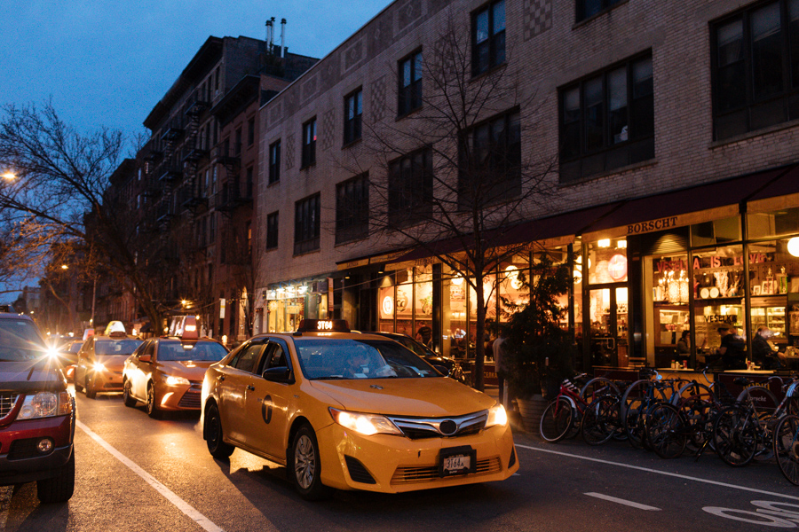 A line of taxies during a West Village elopement
