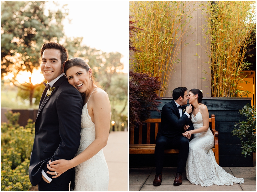 Bride and groom kiss on their wedding day at Quail Lodge in Carmel, California