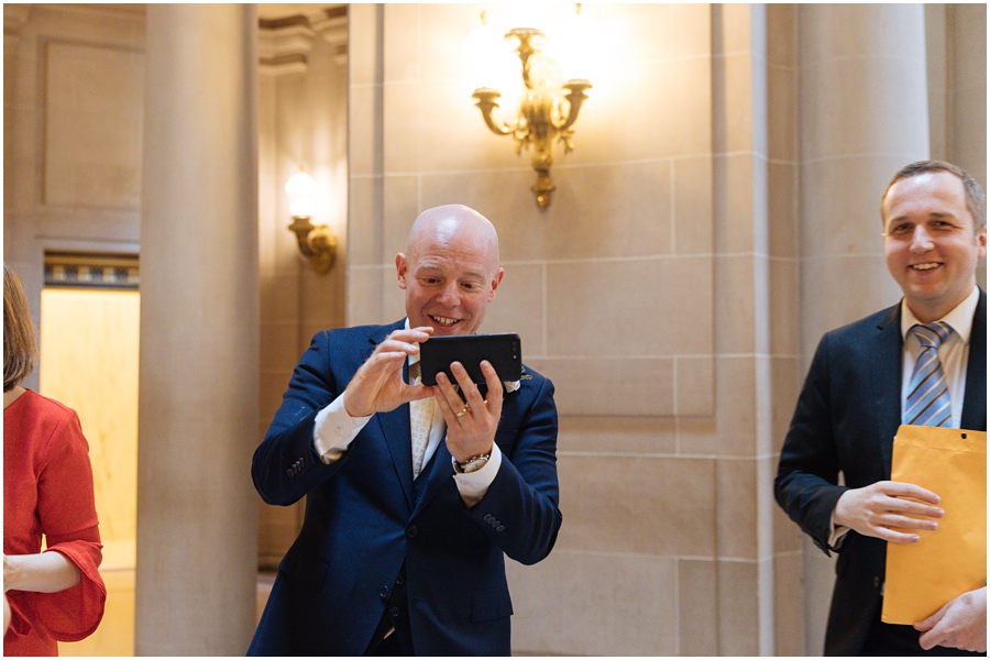 Groom talks to his parents over Skype right after his ceremony at San Francisco City Hall