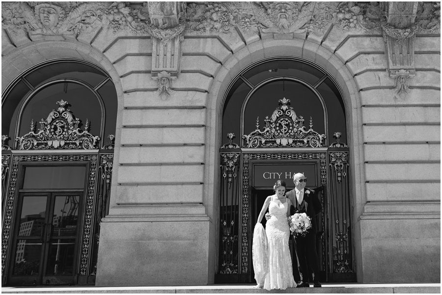 Bride and Groom head to their San Francisco picnic wedding reception after getting married at City Hall