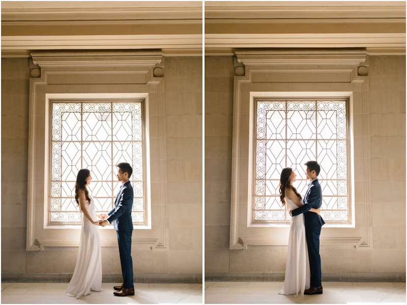 Couple laughs together during their San Francisco City Hall wedding