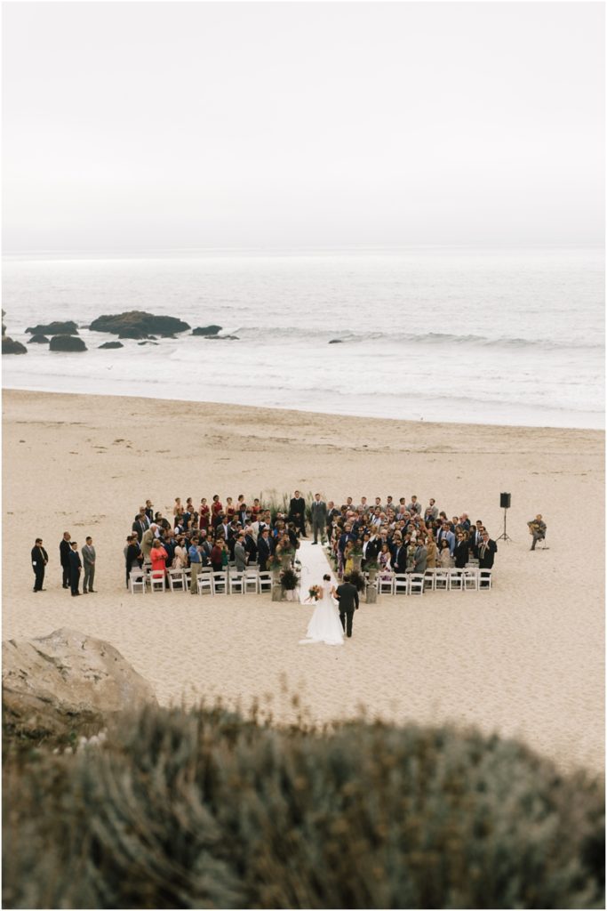 Wedding ceremony on the beach in Half Moon Bay outside of Half Moon Bay wedding venue La Costanera