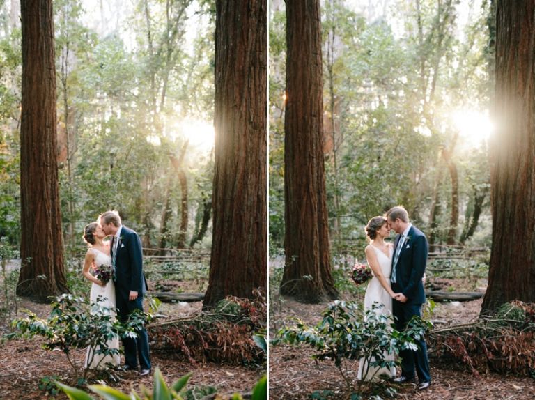 Stern Grove wedding portraits in the redwoods of bride and groom
