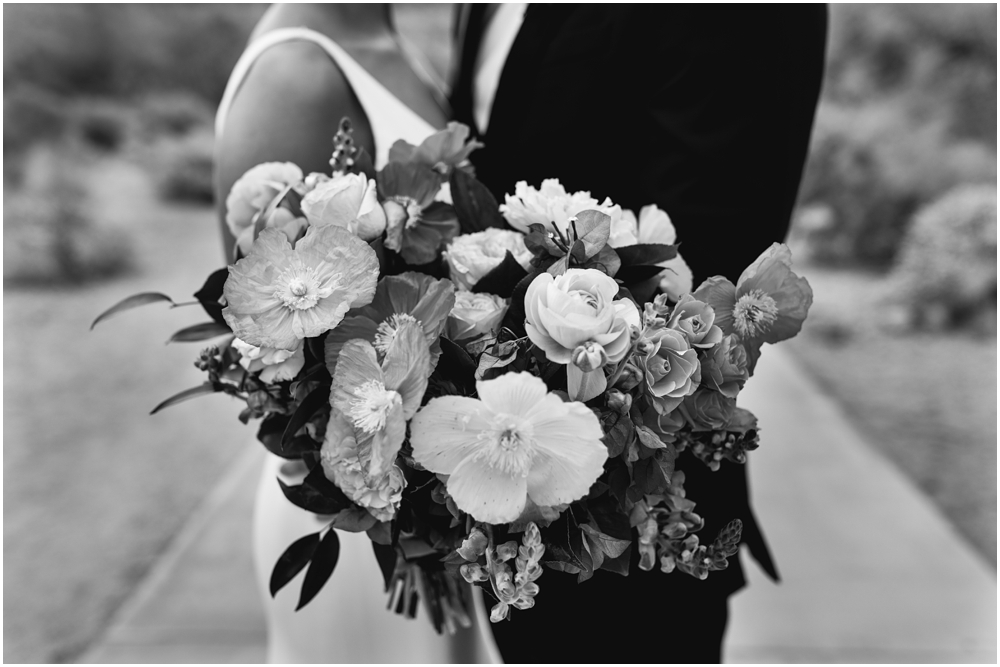 Wedding bouquet in black and white